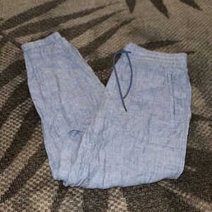 Athleta Cabo Linen Jogger‎ Size 10 blue outdoor casual hiking